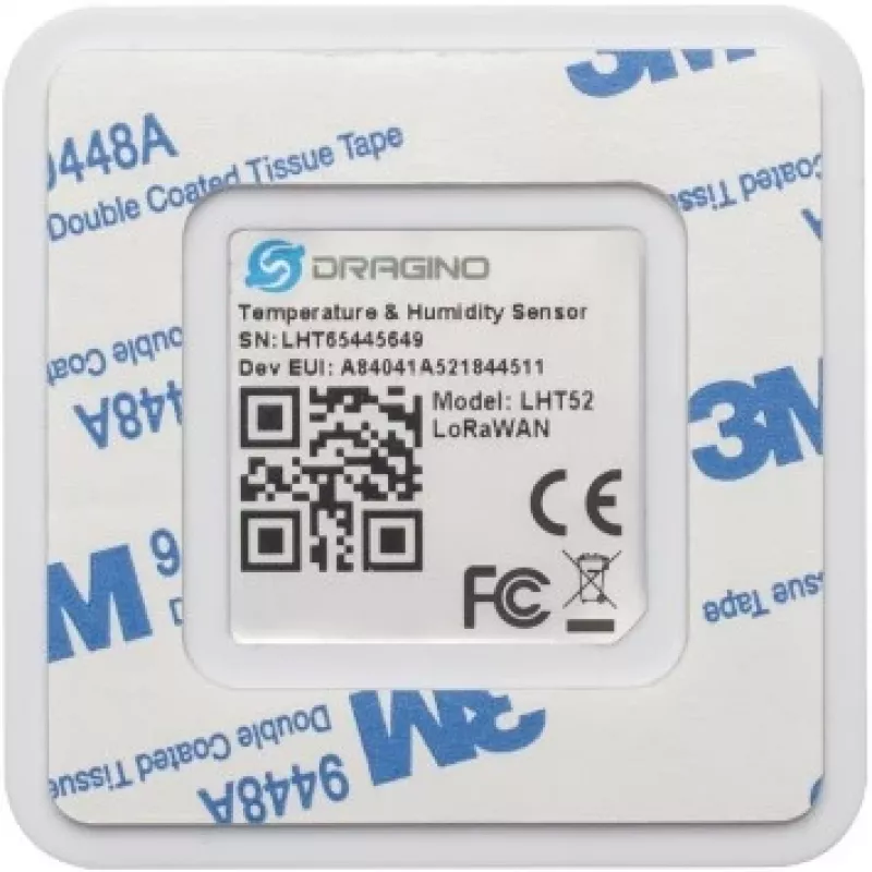 Sensor de temperatura e humidade DRAGINO LHT52-EU868 LoRaWAN EU868, a pilhas, monitorização exterior/interior