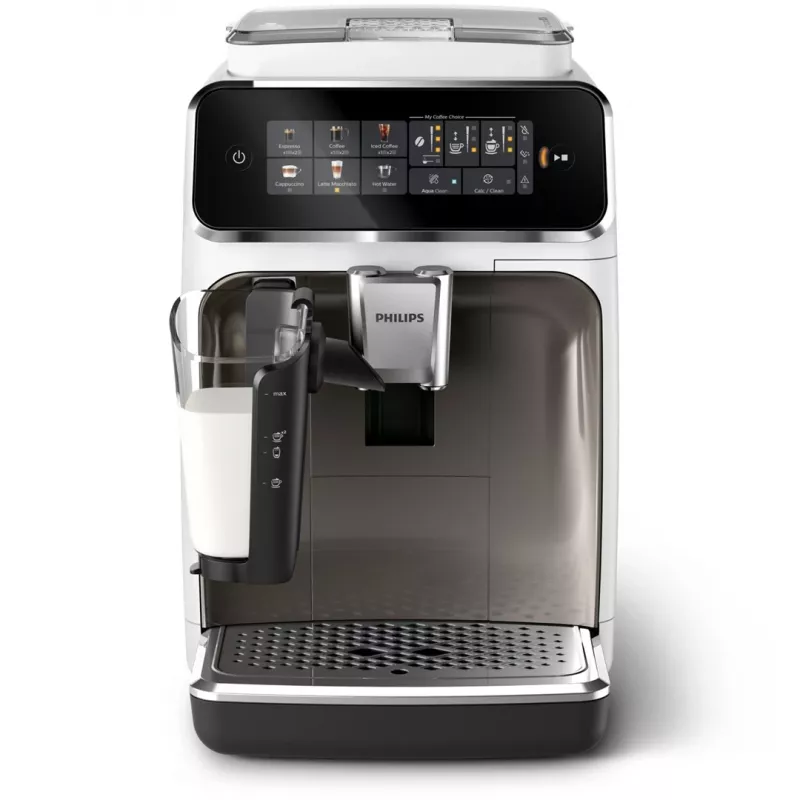 Máquina de café expresso Philips EP3343/90 – totalmente automática, 2 chávenas, 15 bar, moinho cerâmico, depósito de grãos de 275 g, depósito de leite, ecrã tátil TFT