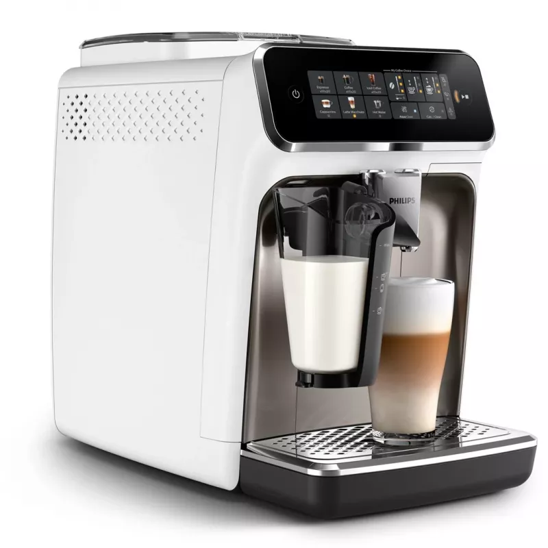 Máquina de café expresso Philips EP3343/90 – totalmente automática, 2 chávenas, 15 bar, moinho cerâmico, depósito de grãos de 275 g, depósito de leite, ecrã tátil TFT