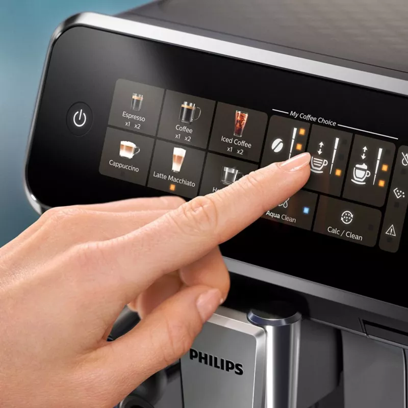 Máquina de café expresso Philips EP3343/90 – totalmente automática, 2 chávenas, 15 bar, moinho cerâmico, depósito de grãos de 275 g, depósito de leite, ecrã tátil TFT