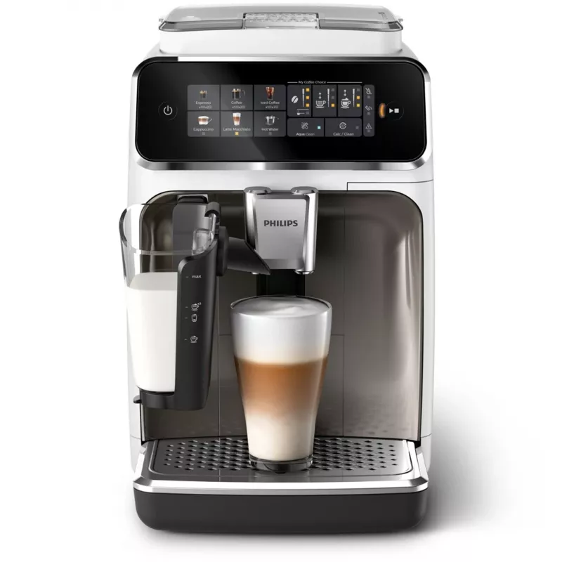 Máquina de café expresso Philips EP3343/90 – totalmente automática, 2 chávenas, 15 bar, moinho cerâmico, depósito de grãos de 275 g, depósito de leite, ecrã tátil TFT