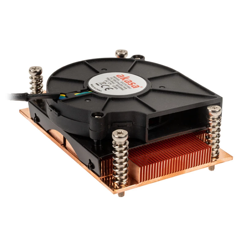 Arrefecedor de CPU a ar Akasa AK-CC1109BP01 com ventoinha de 77 mm, Dual Ball Bearing, socket AM4, preto/cobre