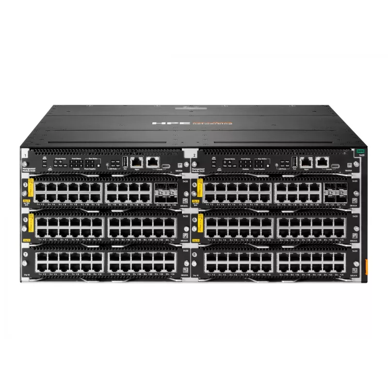 HPE Aruba Networking CX 5420 20p 10M/100M/1G Class4 PoE 4p SFP+ 1G/10G LRM Módulo - Switch - L3 - gerido - 20 x 10/100/1000 (PoE Class 4) + 4 x 1 Gigabit / 10 Gigabit SFP+ - Fluxo de ar