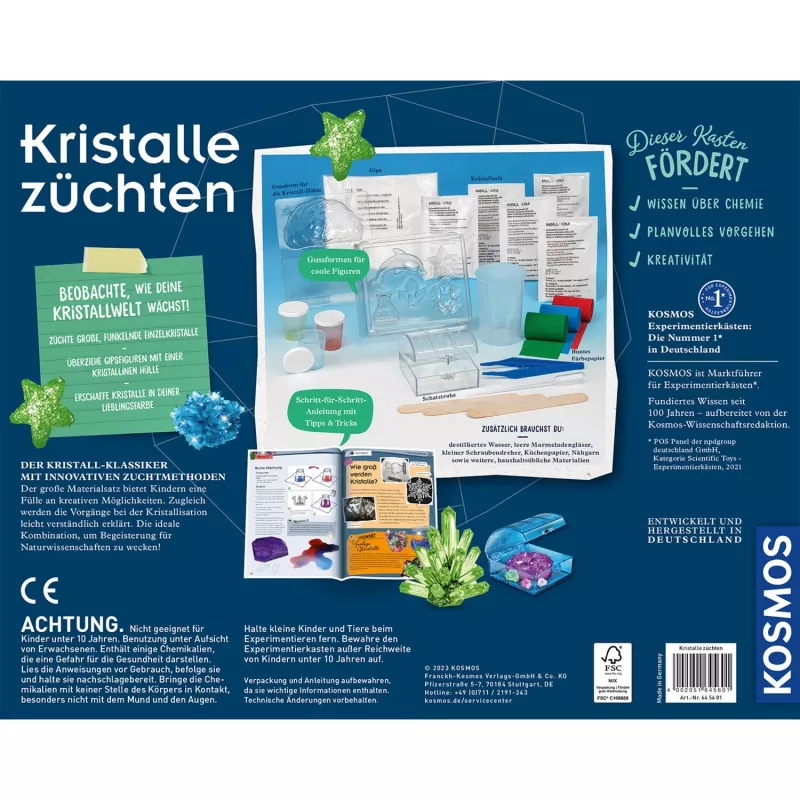 Cultivar cristais, kit de experiências