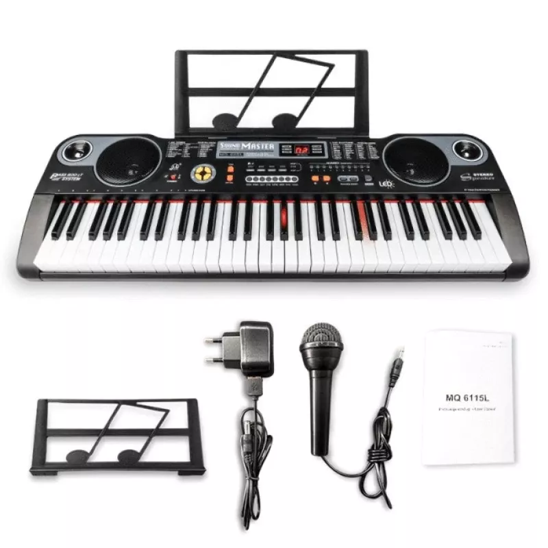 MQ 6115L - Teclado com microfone para aprender a tocar, desenvolvido para crianças