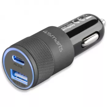 4smarts Rapid+ - Carregador de automóvel - 27 Watt - 3 A - QC 3.0, PD - 2 portas de saída (USB, USB-C de 24 pinos)