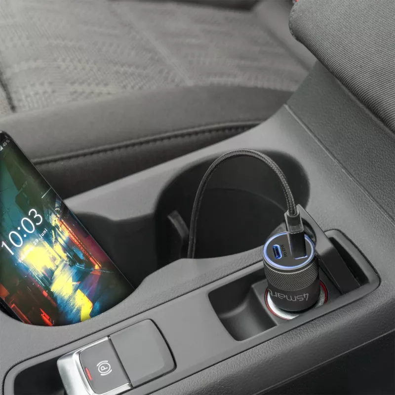 4smarts Rapid+ - Carregador de automóvel - 27 Watt - 3 A - QC 3.0, PD - 2 portas de saída (USB, USB-C de 24 pinos)