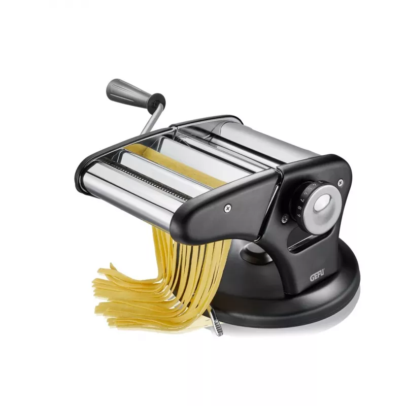 Máquina de massa manual GEFU G-29401 com ajuste de espessura, rolos de aço inoxidável