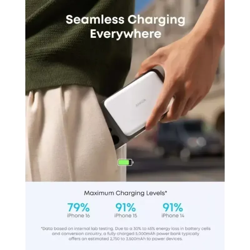 Carregador portátil Anker A1665H21 5000mAh fino Branco