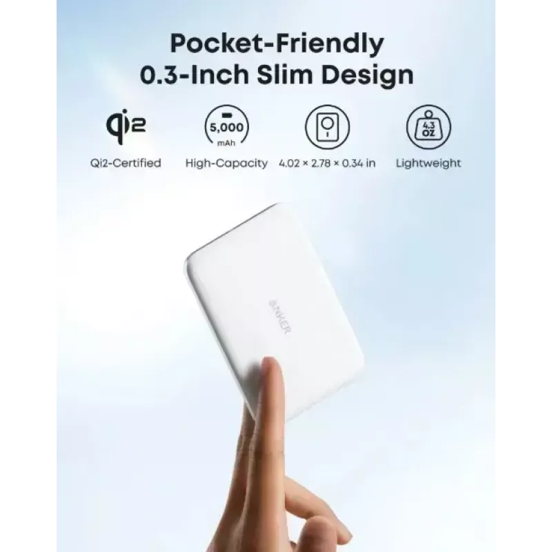 Carregador portátil Anker A1665H21 5000mAh fino Branco