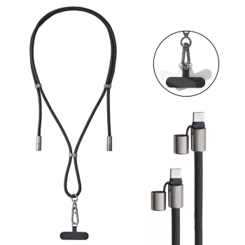 Cabo USB-C para USB-C 1,65 m / LANYARD Preto 7991000 Intenso