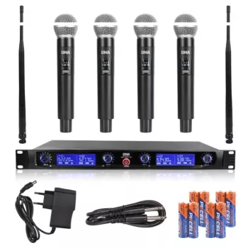 DNA WM4 Vocal Set - Conjunto (microfone sem fios, 4x emissores de mão, sistema de som UHF)