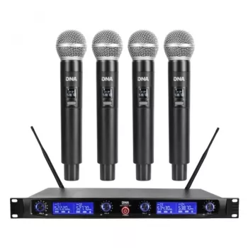 DNA WM4 Vocal Set - Conjunto (microfone sem fios, 4x emissores de mão, sistema de som UHF)