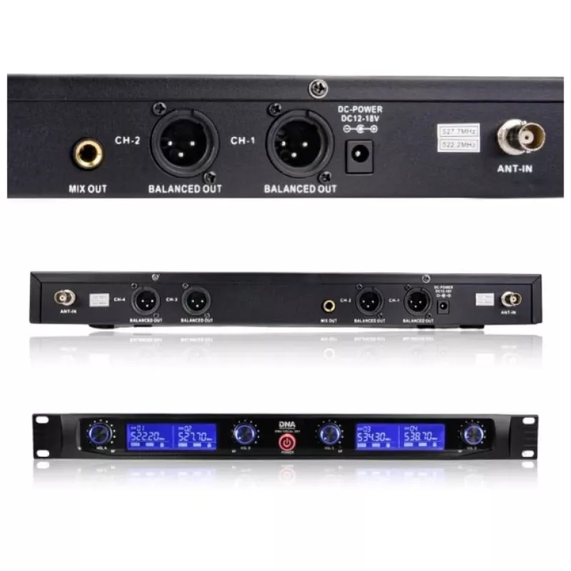 DNA WM4 Vocal Set - Conjunto (microfone sem fios, 4x emissores de mão, sistema de som UHF)