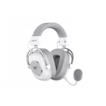 Auscultadores over-ear HAVIT H2002YG — 2,4G sem fios, Bluetooth, com fios, 20–20.000 Hz, alcance 10 m, 257 g (branco/cinzento)