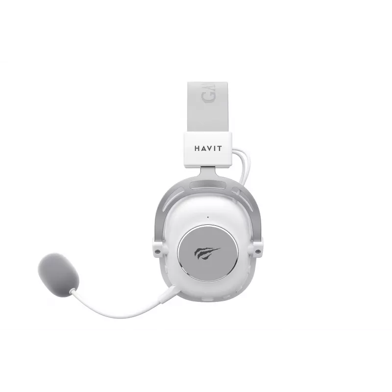 Auscultadores over-ear HAVIT H2002YG — 2,4G sem fios, Bluetooth, com fios, 20–20.000 Hz, alcance 10 m, 257 g (branco/cinzento)