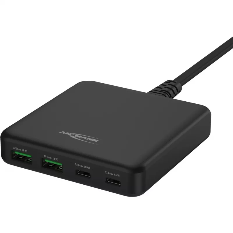 Carregador USB de secretária DC465PD (preto, 65 Watt, PD, Quick Charge 3.0)