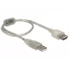 Delock 82244, 0,3 m, USB A, USB A, USB 2.0, 0,48 Gbit/s, transparente