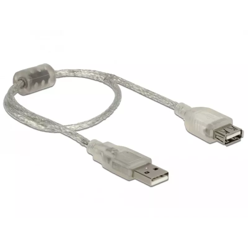 Delock 82244, 0,3 m, USB A, USB A, USB 2.0, 0,48 Gbit/s, transparente
