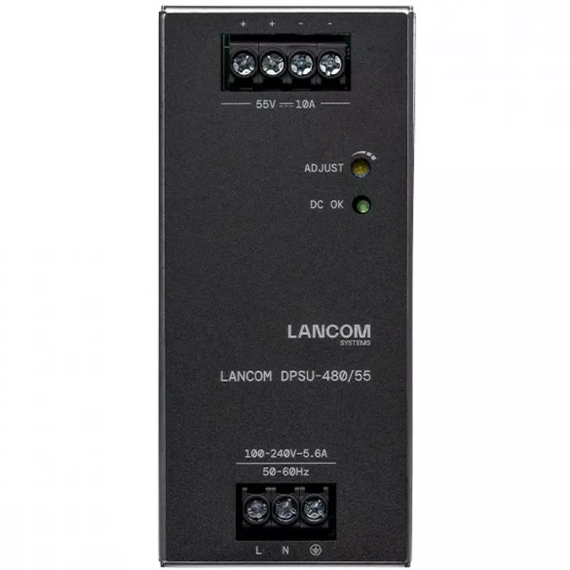 Fonte de alimentação Lancom Systems LANCOM DPSU-480/55 — 480 W, AC 100–240 V, TS35 DIN, preto/aço