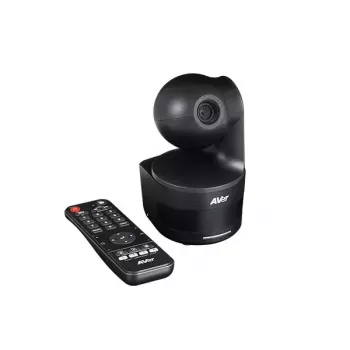 Câmara de conferência AVerMedia DL10 — 2 MP Full HD 1920×1080 @60fps, campo de visão de 90°, zoom ótico 3x / digital 2x, preto, base de suporte