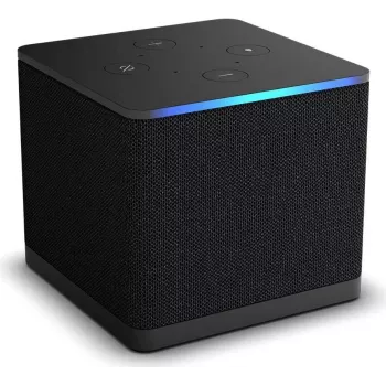 Amazon Fire TV Cube. Cor do produto: preto, formatos de vídeo suportados: H.264, H.265, VP9, formatos de imagem suportados: BMP, GIF, JPEG, PNG. Frequência do processador