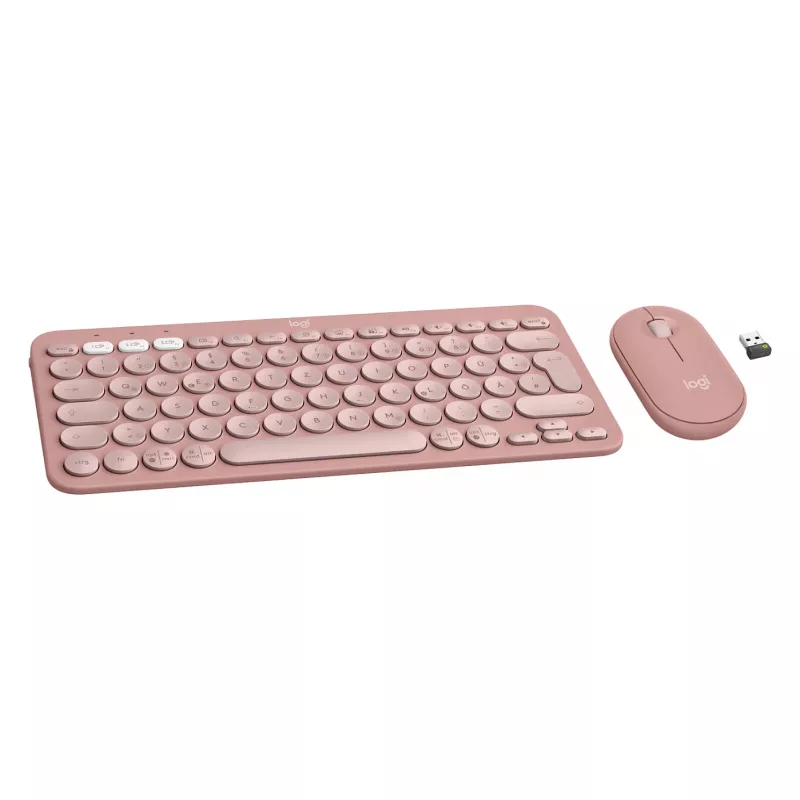 Logitech Pebble 2 Combo teclado rato incluindo Universal RF Wireless + Bluetooth QWERTZ alemão rosa (920-012205)