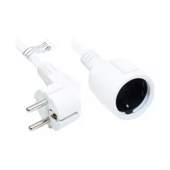 Cabo de extensão ficha Schuko tipo E+F (CEE 7/7, angular) para conector fêmea tipo F (CEE 7/3, reta), branco, 1,50 mm², 2 m, Good Connections® (P0102-W020)