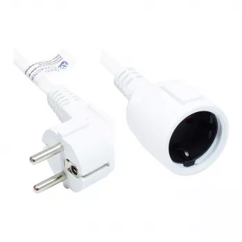 Cabo de extensão ficha Schuko tipo E+F (CEE 7/7, angular) para conector fêmea tipo F (CEE 7/3, reta), branco, 1,50 mm², 3 m, Good Connections® (P0102-W030)