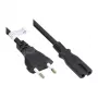 Cabo de alimentação Euro ficha Euro tipo C (direita) para conector fêmea C7/Euro 8 (direito), preto, 0,75 mm², 0,75 m, Good Connections® (P0370-S007)