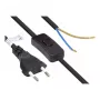 Cabo de alimentação Euro ficha Euro tipo C (direita) para extremidades descarnadas, com interruptor, preto, 0,75 mm², 1,5 m, Good Connections® (P0386-S015)