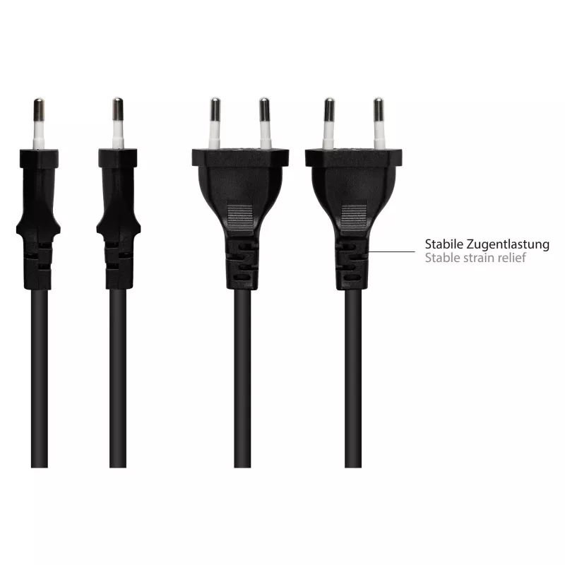 Extensão Euro ficha Euro tipo C (direita) para conector fêmea Euro (direito), preto, 0,75 mm², 1 m, Good (P0300-S010)