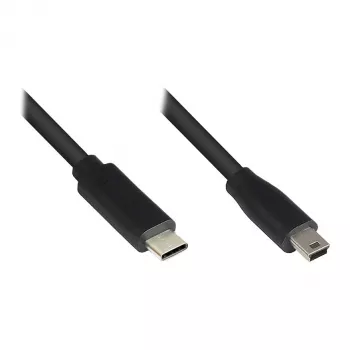 Cabo de ligação USB 2.0, ficha USB-C(TM) macho para ficha Mini-B 5 pinos, preto, 3 m, Good Connections (3310-CM030)