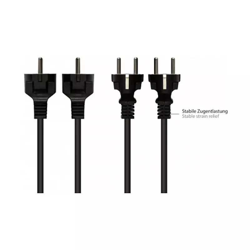 Cabo de alimentação ficha Schuko tipo E+F (CEE 7/7, reta) para C13 (reta), preto, 1,00 mm², 5 m, G (P0030-S050)