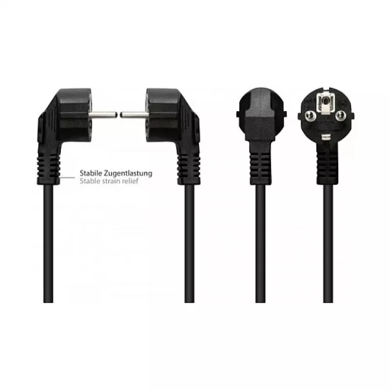 Cabo de alimentação ficha Schuko tipo E+F (CEE 7/7, angular) para C13 (reta), preto, 1,50 mm², 7,5 (P0130-S075)