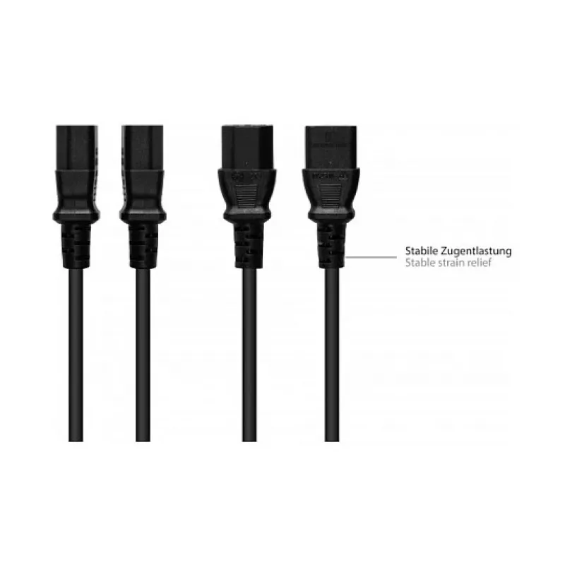 Cabo de alimentação ficha Schuko tipo E+F (CEE 7/7, angular) para C13 (reta), preto, 1,50 mm², 7,5 (P0130-S075)