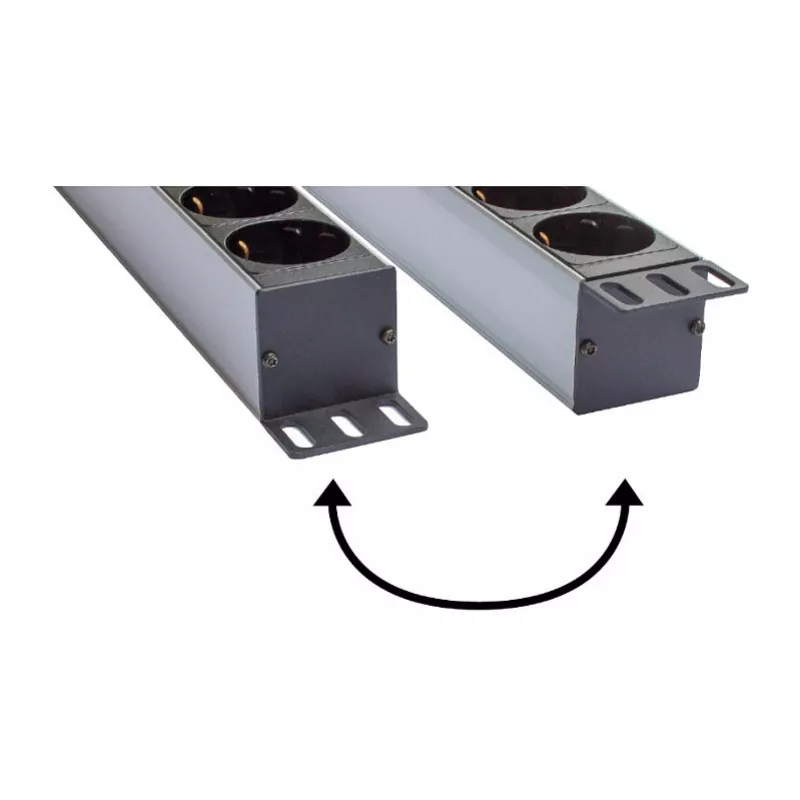 Régua de tomadas Good Connections 19 - 1HE - ficha Schutzkontakt para 8x tomada Schutzkontakt - com interruptor - proteção para crianças - perfil de plástico - preto
