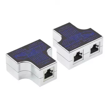 Adaptador T modular, 1x conector fêmea RJ45 para 2x conector fêmea RJ45, ligação 1:1, Good Connections (GC-N0153)