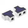 Adaptador T modular, 1x conector fêmea RJ45 para 2x conector fêmea RJ45, ligação 1:1, Good Connections (GC-N0153)