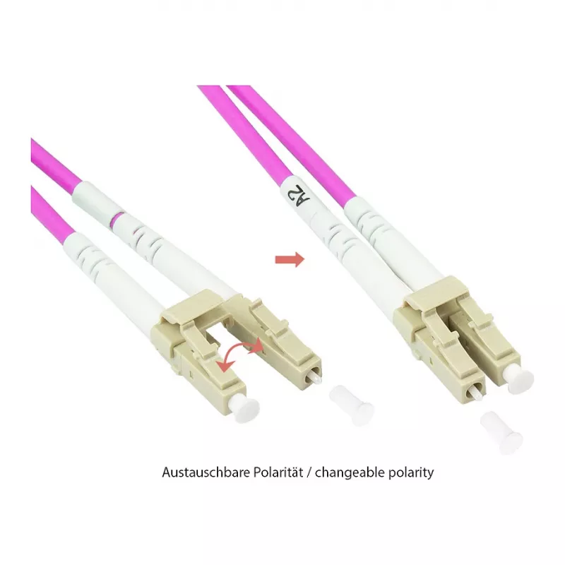 Alcasa LW-P820LC4 Cabo de fibra ótica 20 m LC/UPC OM4 cappuccino - violeta - branco (LW-P820LC4)