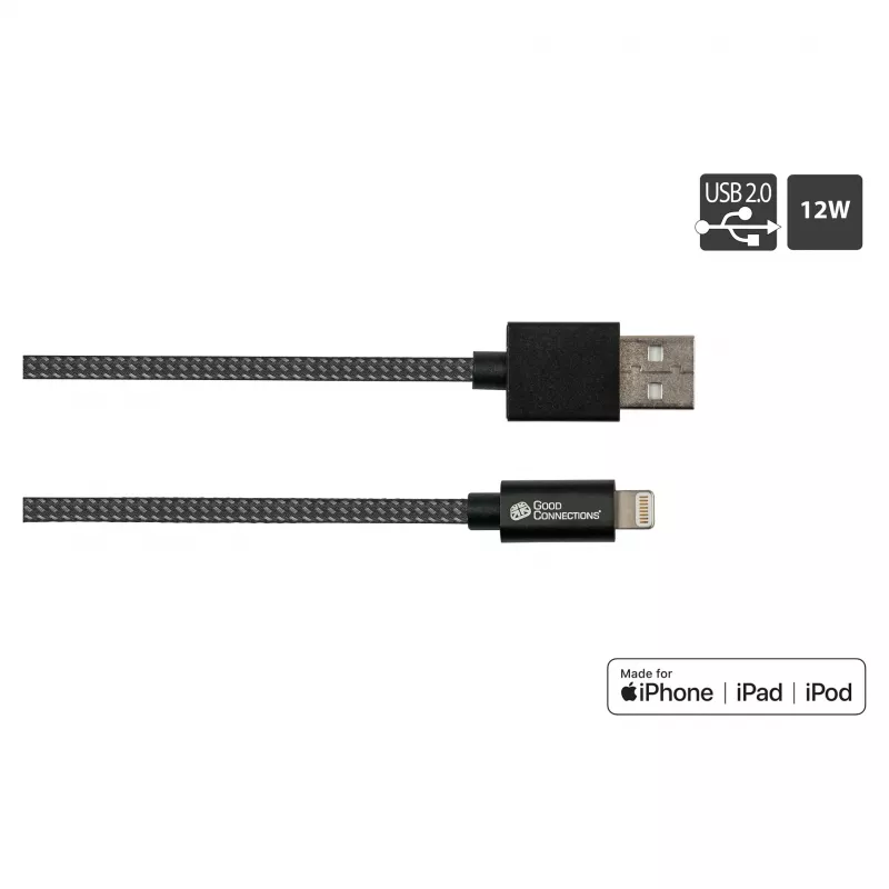 Good Connections Cabo USB 2.0 de carregamento e dados para iPhone/iPad/iPod USB-A macho para Lightning - O cabo de alta qualidade e oficialmente certificado pela Apple
