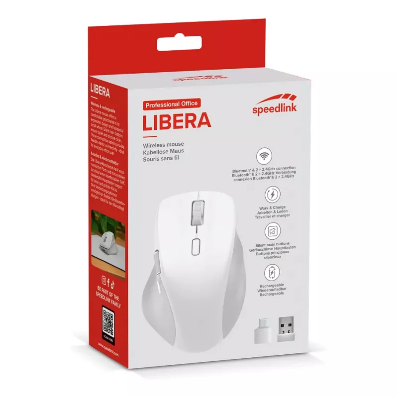 Speedlink LIBERA Rato sem fios Bluetooth silencioso recarregável branco