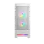 Caixa de PC Cougar COUGAR Airface RGB Midi Tower branco — 230×386×491 mm, suporta 3×120/140 mm à frente, 1×120 mm atrás, unidades de 2,5/3,5 polegadas