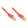 Cabo de rede RJ45 com cabo bruto Cat.7 e proteção da patilha (RNS®), S/FTP, PiMF, isento de halogéneos, 600 MHz, OFC, Vermelho, 30 m, Good Connections® (8070R-300R)