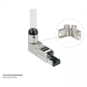 Ficha RJ45 Cat. 6A, sem ferramentas / montagem no local, STP blindada, metal, 5 direções, Good (GC-N0165)