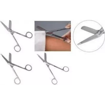 Tesoura de primeiros socorros P-96022, tesoura médica de primeiros socorros, 14,0 cm, aço inoxidável, prateado
