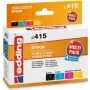 Cartuchos de tinta edding EDD-415 preto, ciano, magenta, amarelo compatíveis com EPSON T1295L, conjunto