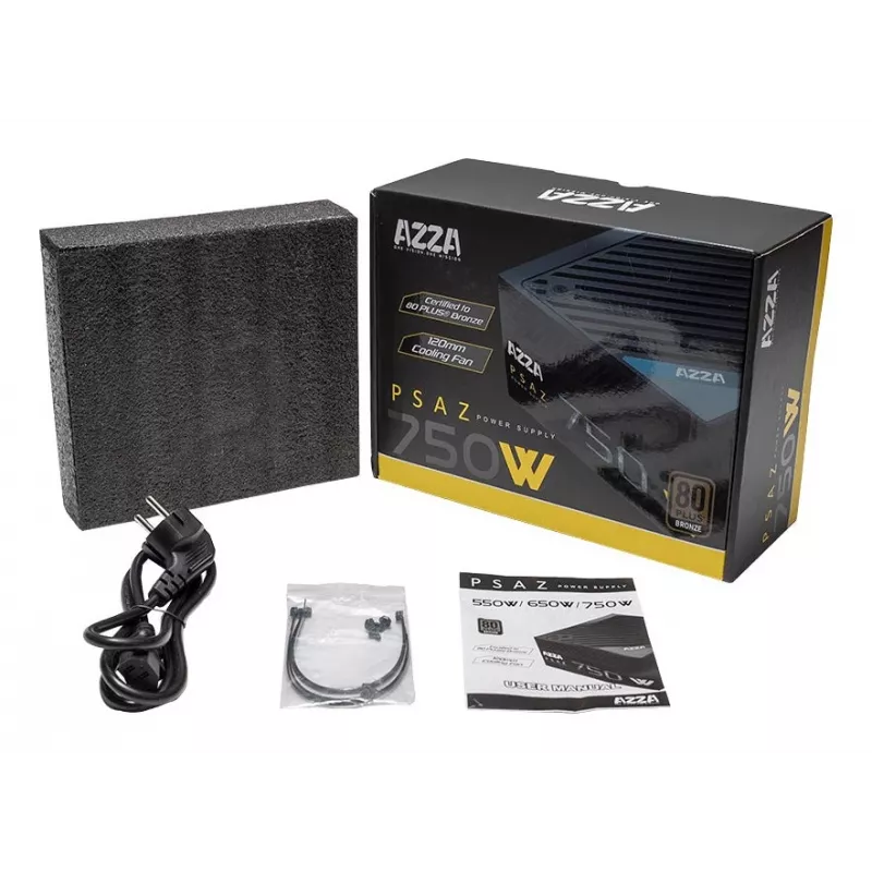 Fonte de alimentação AZZA PSAZ-750W 750 W 20+4 pin ATX 80 PLUS Bronze preto, não modular