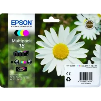 Multipack de tinteiros Epson Daisy Multipack 4 cores 18 Claria Home Ink — rendimento padrão, 4 cores