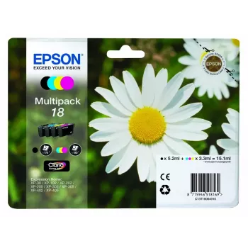 Multipack de tinteiros Epson Daisy Multipack 4 cores 18 Claria Home Ink — rendimento padrão, 4 cores